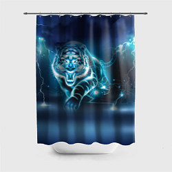 Шторка для душа Молниеносный тигр, цвет: 3D-принт