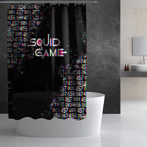 Шторка для ванной ИГРА В КАЛЬМАРА ГЛИТЧ SQUID GAME GLITCH / 3D-принт – фото 2