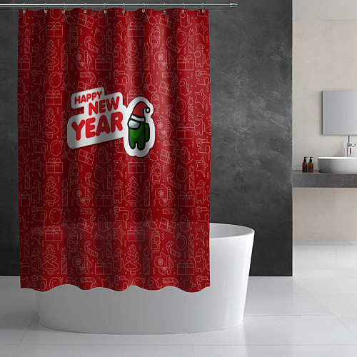 Шторка для ванной Новогодний Among Us / 3D-принт – фото 2