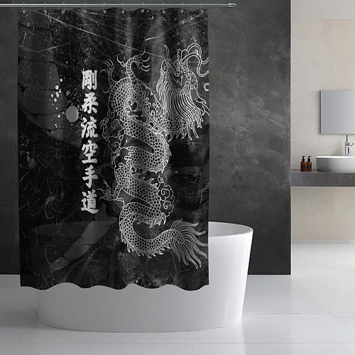 Шторка для ванной Токийский Дракон Иероглифы Dragon Japan / 3D-принт – фото 2