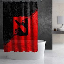 Шторка для душа DOTA 2 RED BLACK LOGO, БРЫЗГИ КРАСОК, цвет: 3D-принт — фото 2
