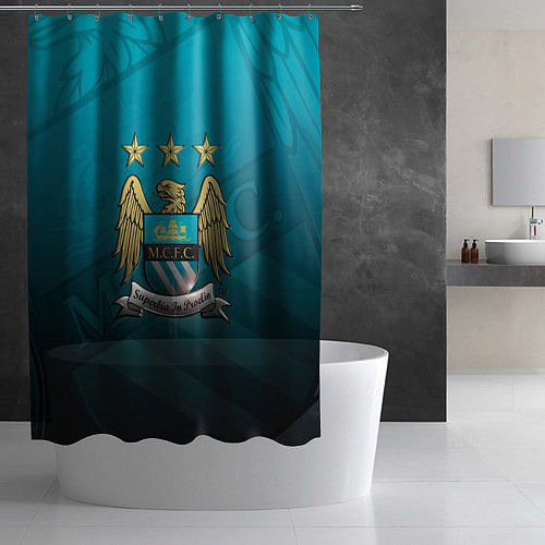 Шторка для ванной Manchester City Teal Themme / 3D-принт – фото 2