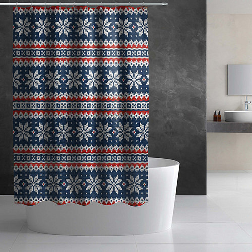 Шторка для ванной Knitted Christmas Pattern / 3D-принт – фото 2