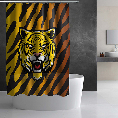 Шторка для ванной Рычащий тигр голова / 3D-принт – фото 2