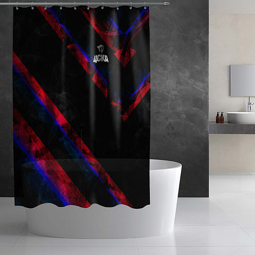 Шторка для ванной ЦСКА Dark Theme / 3D-принт – фото 2