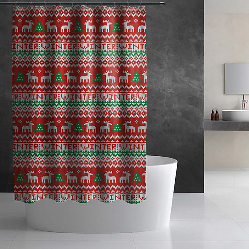 Шторка для ванной Deer Christmas Pattern / 3D-принт – фото 2