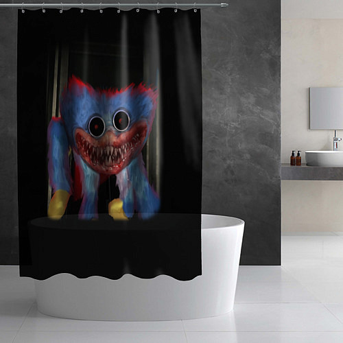 Шторка для ванной POPPY PLAYTIME КРОВОЖАДНЫЙ ХАГГИ ВАГГИ / 3D-принт – фото 2