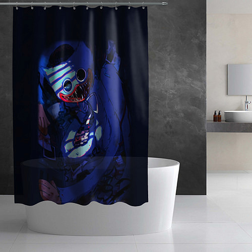 Шторка для ванной POPPY PLAYTIME BLUE ПОППИ ПЛЕЙТАЙМ / 3D-принт – фото 2