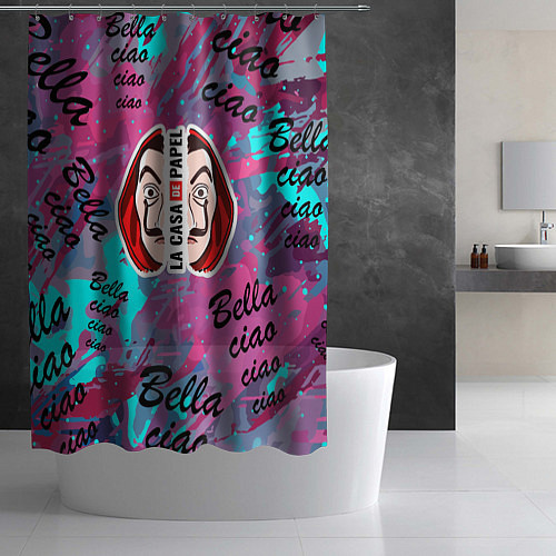 Шторка для ванной Бумажный дом Белла чао / 3D-принт – фото 2