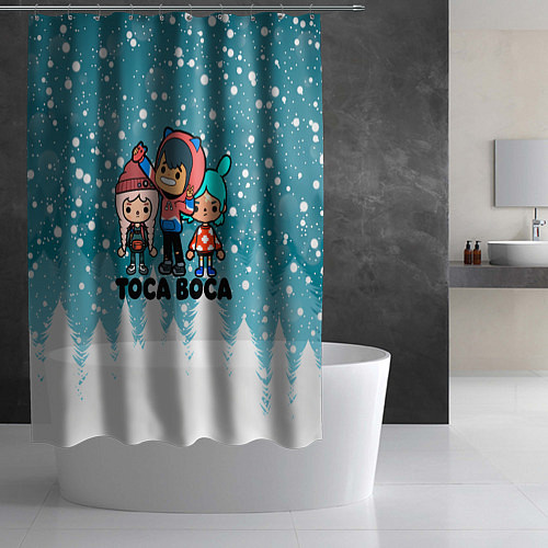 Шторка для ванной Новогодний Toca Boca / 3D-принт – фото 2