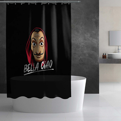 Шторка для ванной БУМАЖНЫЙ ДОМ LA CASA DE PAPEL BELLA CIAO / 3D-принт – фото 2
