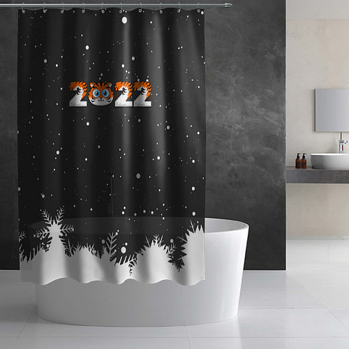 Шторка для ванной Новый год 2022 - надпись 2022 / 3D-принт – фото 2