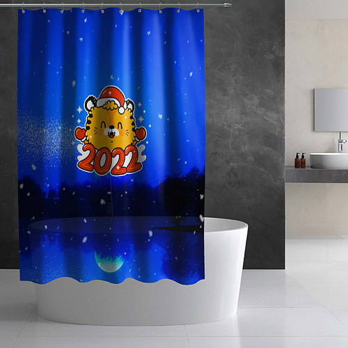 Шторка для ванной Год тигра 2022 Ночной закат / 3D-принт – фото 2