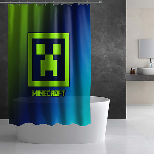 Шторка для ванной МАЙНКРАФТ - КРИПЕР / 3D-принт – фото 2