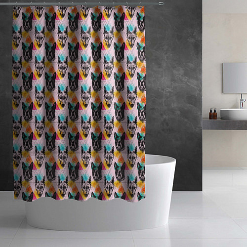 Шторка для ванной Собаки в красочном дизайне / 3D-принт – фото 2