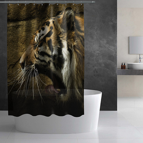 Шторка для ванной Зевающий тигр / 3D-принт – фото 2