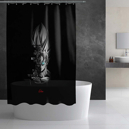 Шторка для ванной Сон Гоку эпичная надпись - Dragon Ball / 3D-принт – фото 2