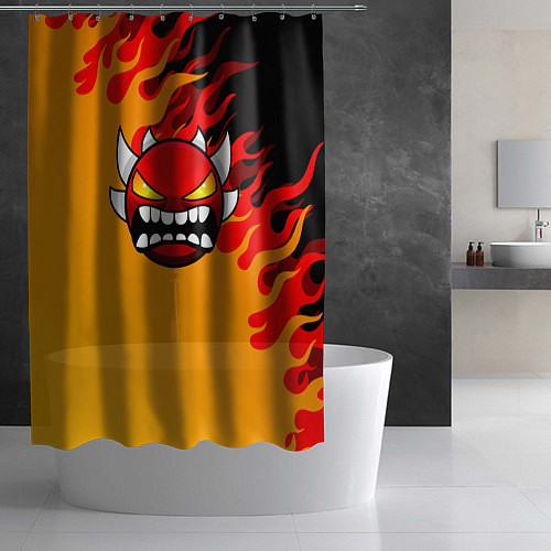 Шторка для ванной Geometry Dash пламя огня / 3D-принт – фото 2