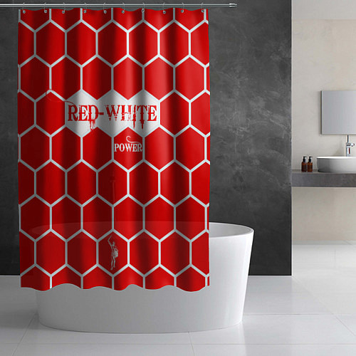 Шторка для ванной Красно-Белая Сила / 3D-принт – фото 2