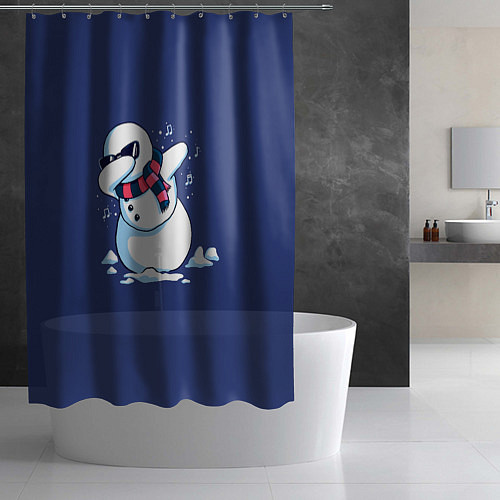 Шторка для ванной Dab Snowman in a scarf / 3D-принт – фото 2