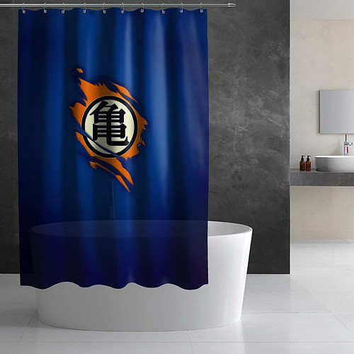 Шторка для ванной Рваный логотип Гоку Dragon Ball / 3D-принт – фото 2