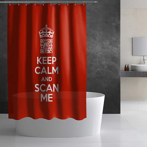 Шторка для ванной Keep calm and scan me: fuck off / 3D-принт – фото 2