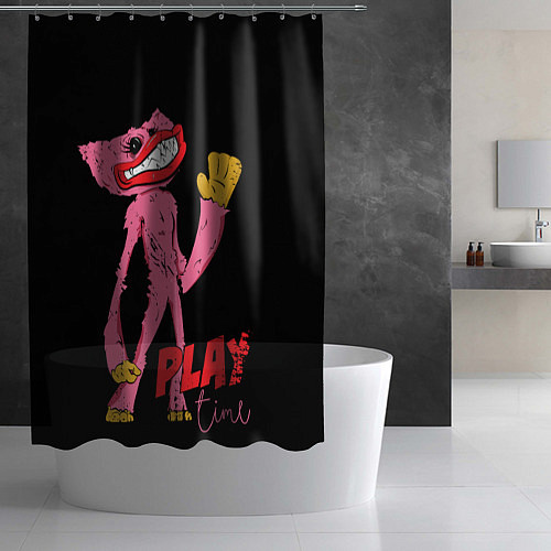 Шторка для ванной Розовый Хагги Poppy Playtime / 3D-принт – фото 2