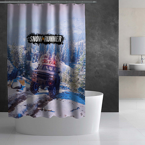 Шторка для ванной SnowRunner Гонки по бездорожью / 3D-принт – фото 2