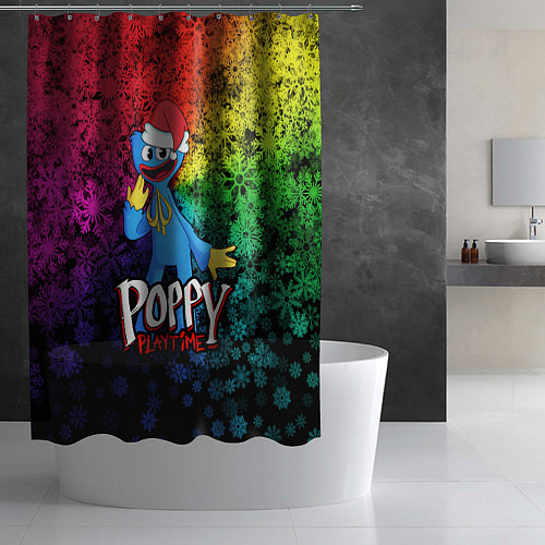 Шторка для ванной POPPY PLAYTIME НОВОГОДНИЙ ПОППИ ПЛЕЙТАЙМ / 3D-принт – фото 2
