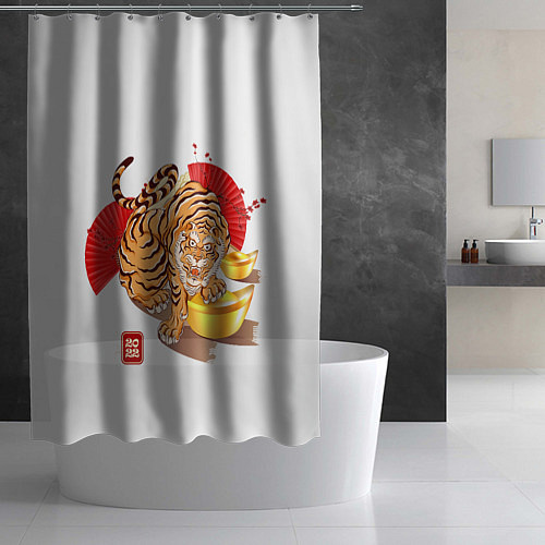 Шторка для ванной Золотой тигр 2022 Tigr / 3D-принт – фото 2