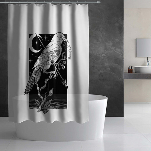 Шторка для ванной Оккультный Ворон / 3D-принт – фото 2