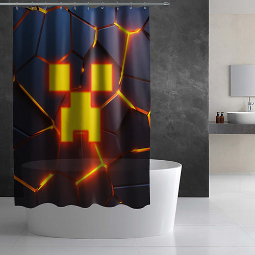 Шторка для ванной ОГНЕННЫЙ КРИПЕР 3D ПЛИТЫ FIRE CREEPER / 3D-принт – фото 2