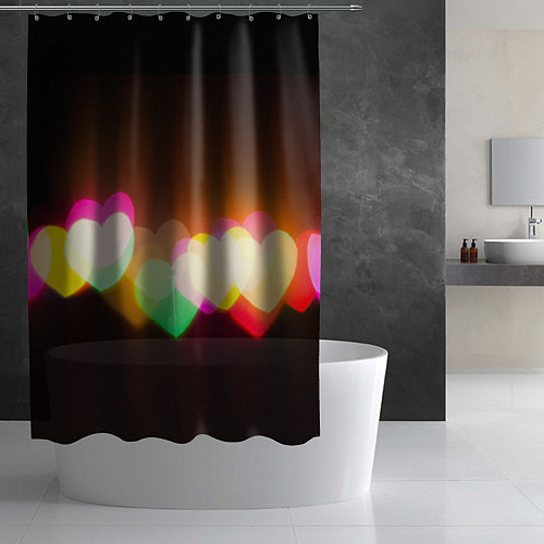 Шторка для ванной Горящие сердца всех цветов радуги / 3D-принт – фото 2