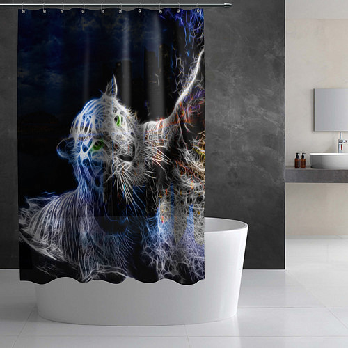 Шторка для ванной Неоновый тигр в воде / 3D-принт – фото 2