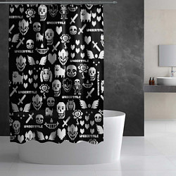 Шторка для душа UNDERTALE PATTERN БЕЛЫЙ, цвет: 3D-принт — фото 2
