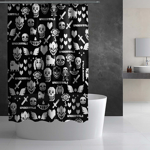 Шторка для ванной UNDERTALE PATTERN БЕЛЫЙ / 3D-принт – фото 2