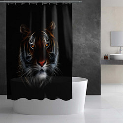 Шторка для душа Тигр в Темноте Глаза Зверя, цвет: 3D-принт — фото 2