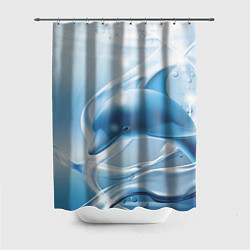 Шторка для душа Дельфин в лазурном океане, цвет: 3D-принт