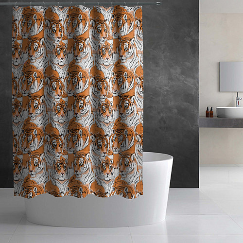 Шторка для ванной Тигры рисованный стиль / 3D-принт – фото 2