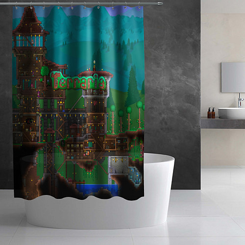 Шторка для ванной Дом в Террарии / 3D-принт – фото 2