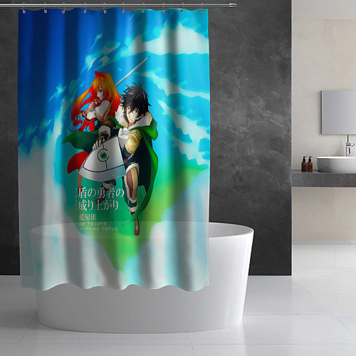 Шторка для ванной The Rising of the Shield Hero - Наофуми и Рафталия / 3D-принт – фото 2