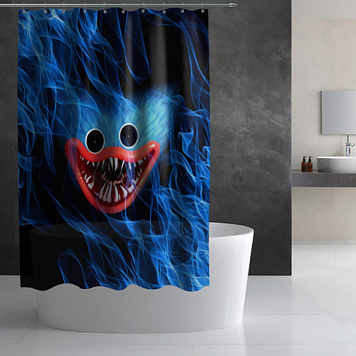 Шторка для ванной POPPY PLAYTIME ХАГИ ВАГИ В ОГНЕ / 3D-принт – фото 2