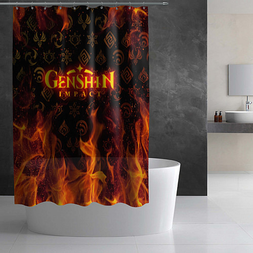 Шторка для ванной GENSHIN IMPACT FIRE SYMBOL ОГНЕННАЯ СТИХИЯ / 3D-принт – фото 2