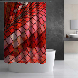 Шторка для душа Красная спартаковская чешуя, цвет: 3D-принт — фото 2