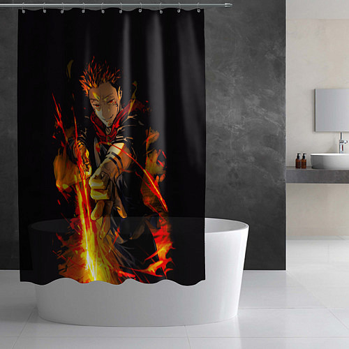 Шторка для ванной Сукуна стреляет пламенем Магическая битва / 3D-принт – фото 2