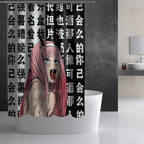 Шторка для ванной AHEGAO ZERO TWO Зеро ту ахегао / 3D-принт – фото 2