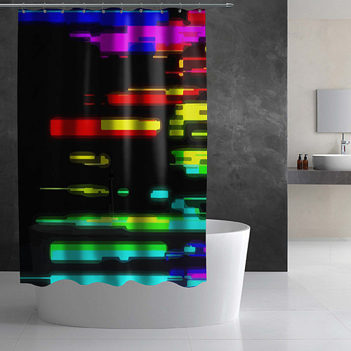 Шторка для ванной Color fashion glitch / 3D-принт – фото 2