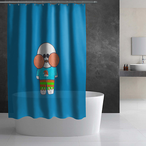 Шторка для ванной Лалафанфан Бумажная Уточка на синем / 3D-принт – фото 2