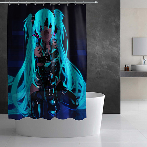 Шторка для ванной Мику Хатсуне Ахегао / 3D-принт – фото 2