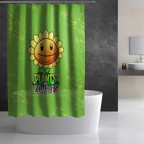 Шторка для ванной Подсолнух Plants vs Zombies / 3D-принт – фото 2